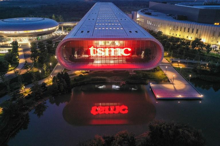 Taiwan Semiconductor Manufacturing Company accounts for half of all global semiconductor chip production by revenue. The company’s factory in Nanjing, China, is seen here. (AFP)