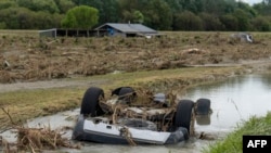 A car submerged in floodwater in the aftermath of Cyclone Gabrielle near Napier, New Zealand, Feb. 16, 2023.
