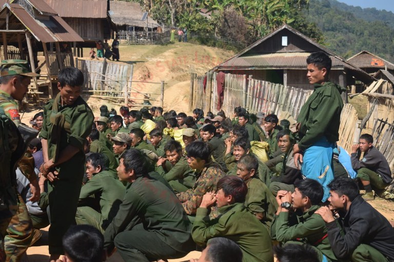 More than 100 ethnic Ta’ang people were freed from a militia camp by members of the Ta’ang National Liberation Army in Lashio township, Shan state, Myanmar, on Saturday, Feb. 4, 2023. Credit: PSLF/TNLA
