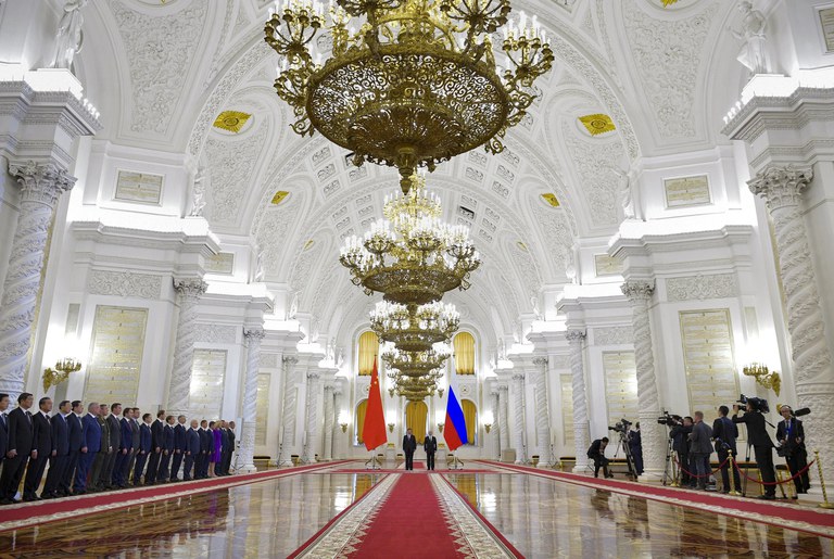 ENG_CHN_XiJinpingRussia_03172023-03.jpg In this June 5, 2019 photo, Russian President Vladimir Putin and Chinese President Xi Jinping attend a ceremony in the Kremlin, Moscow, Russia. Credit: Alexei Druzhinin/Sputnik/AP