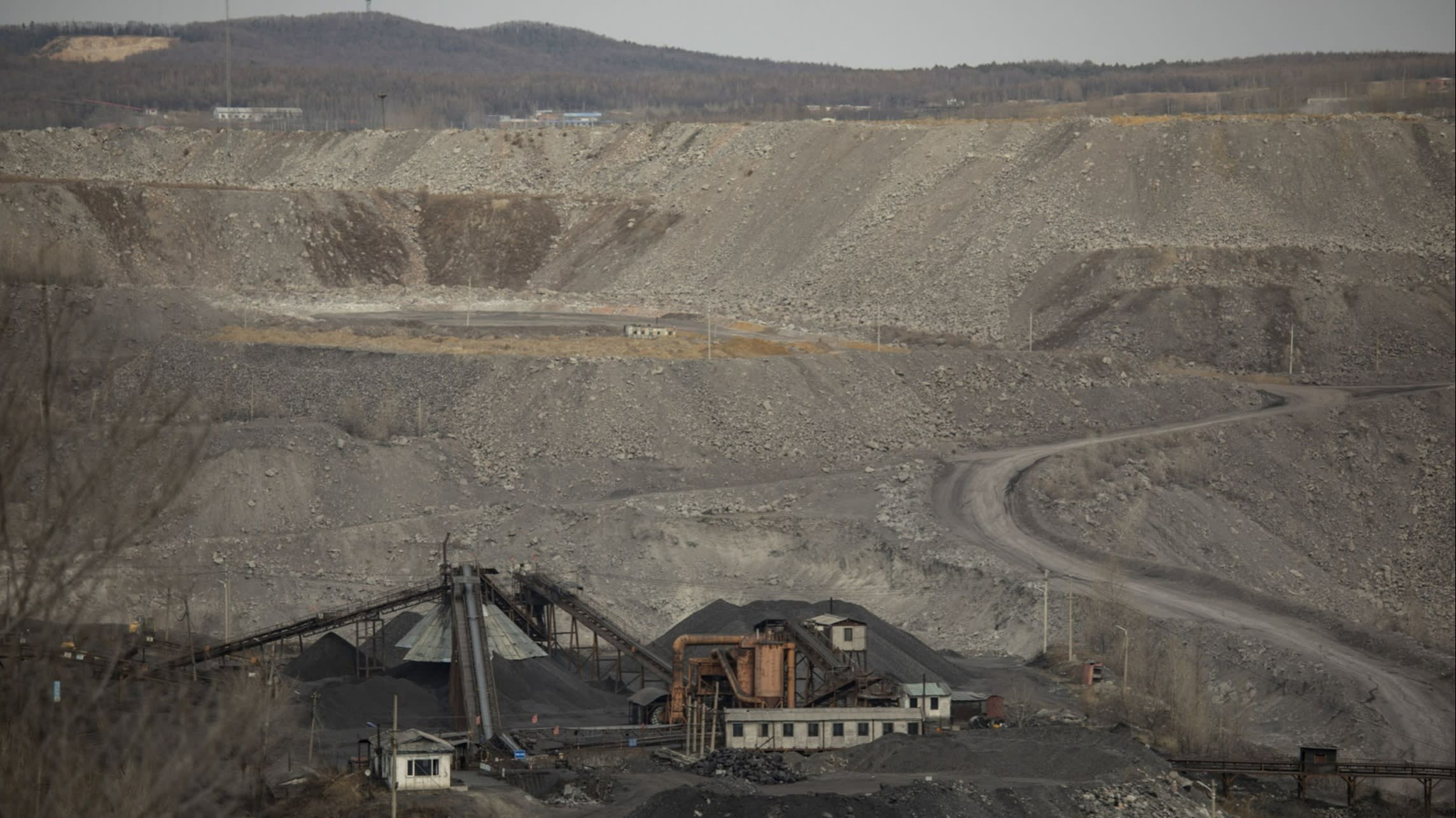 An open-pit mine near the Hegang Mineral Mountain Park in Hegang, China