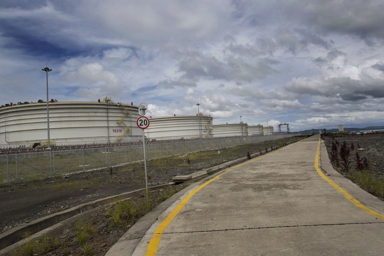ENG_BUR_ChinaRakhinePort_06012023_03A.JPG Oil tanks at China's oil pipeline project on Maday island, Kyaukpyu township, Rakhine state Oct. 7, 2015. Credit: Soe Zeya Tun/Reuters