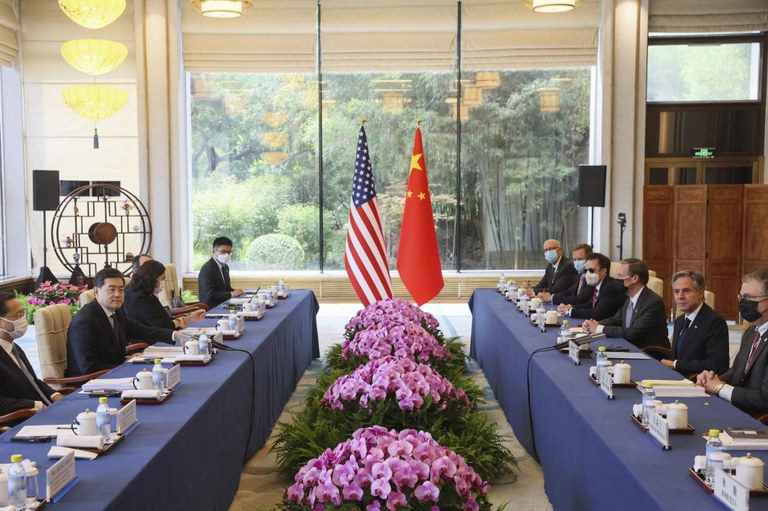 blinken-qin2.jpg U.S. Secretary of State Antony Blinken (2nd R) and China's Foreign Minister Qin Gang (2nd L) meet at the Diaoyutai State Guesthouse in Beijing on June 18, 2023. Credit: Leah Millis / POOL / AFP