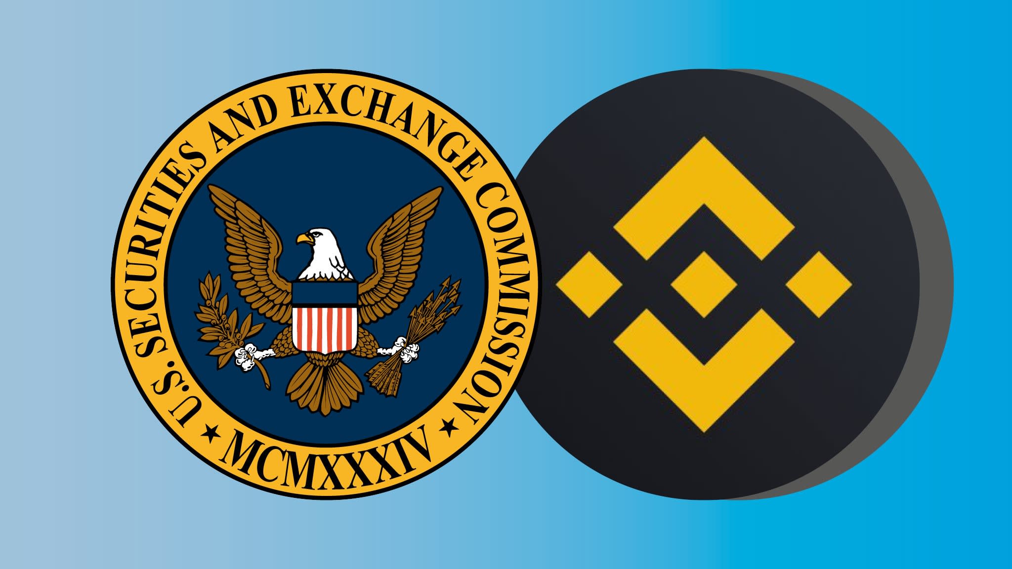Combination image of SEC and Binance logos