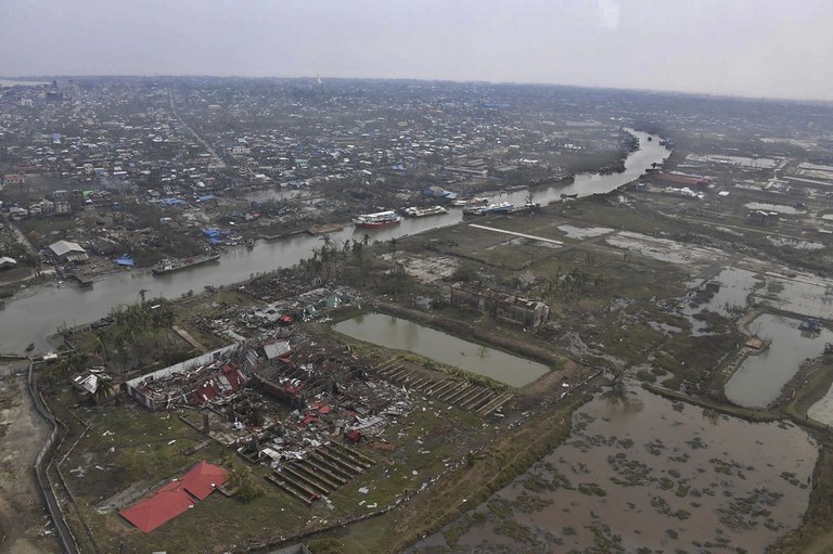 ENG_BUR_AidRakhine_06082023_02.jpg An aerial view of damages following Cyclone Mocha's landfall in Sittwe, Rakhine State. Credit: Myanmar Military via AP