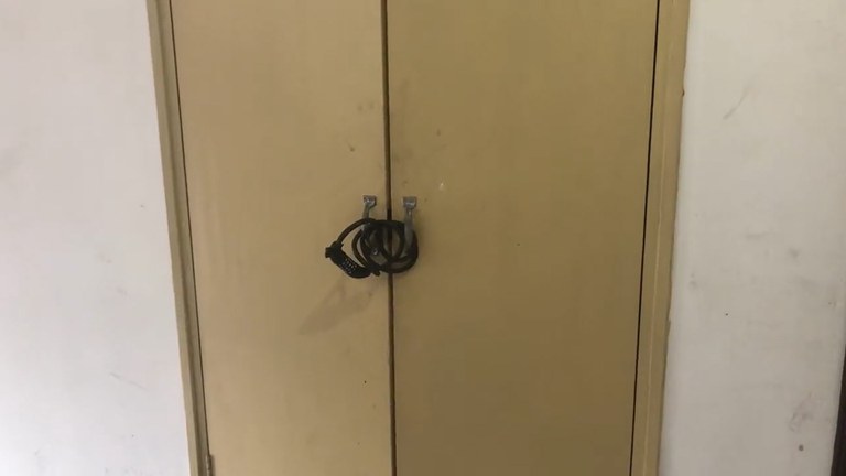 Li Wenzu, Wang Quanzhang’s wife, told RFA that the meter box for their apartment has been locked [shown]. Credit: 709liwenzu Twitter