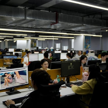 Staff members work at an office during an organised media tour to the e-commerce solutions company Buy Quickly, in Shanghai on March 22, 2023. The online sales segment of the internet industry saw the biggest jump in growth in the first five months of 2023, with revenues up 33.9 per cent, according to the Ministry of Industry and Information Technology. Photo: Reuters