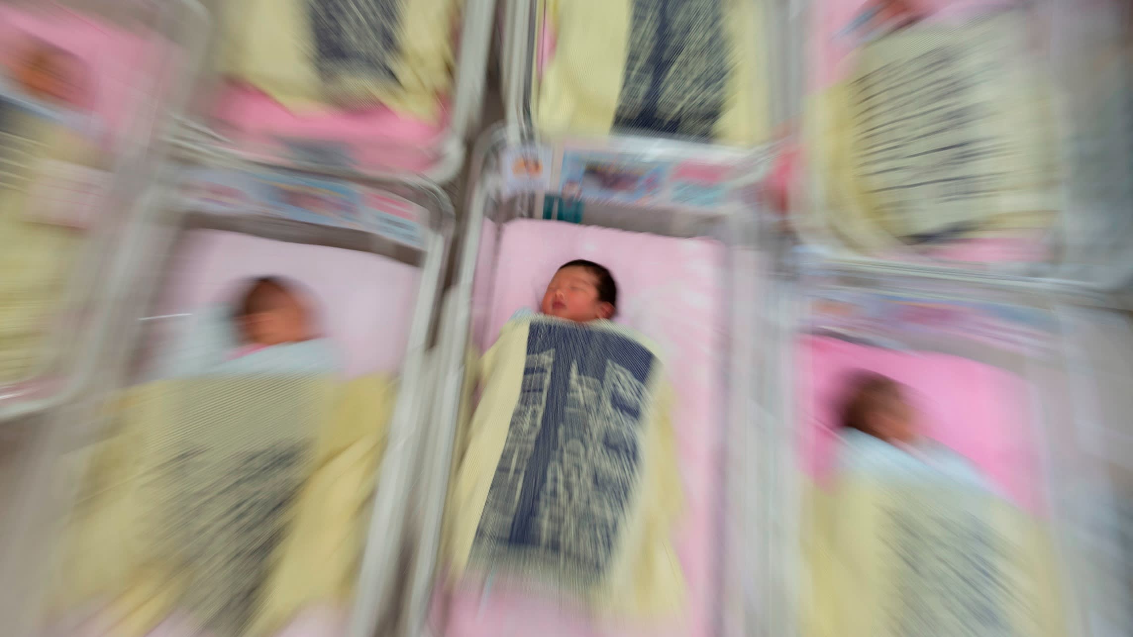 Newborn babies at Queen Elizabeth Hospital in Hong Kong