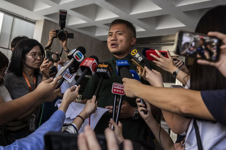 ENG_CHN_HKGlory_07282023.3.jpg "I welcome this ruling, which is very reasonable," Ronson Chan, chairman of the Hong Kong Journalists Association, told media outside the High Court in Hong Kong on Friday, July 28, 2023. Credit: Isaac Lawrence/AFP