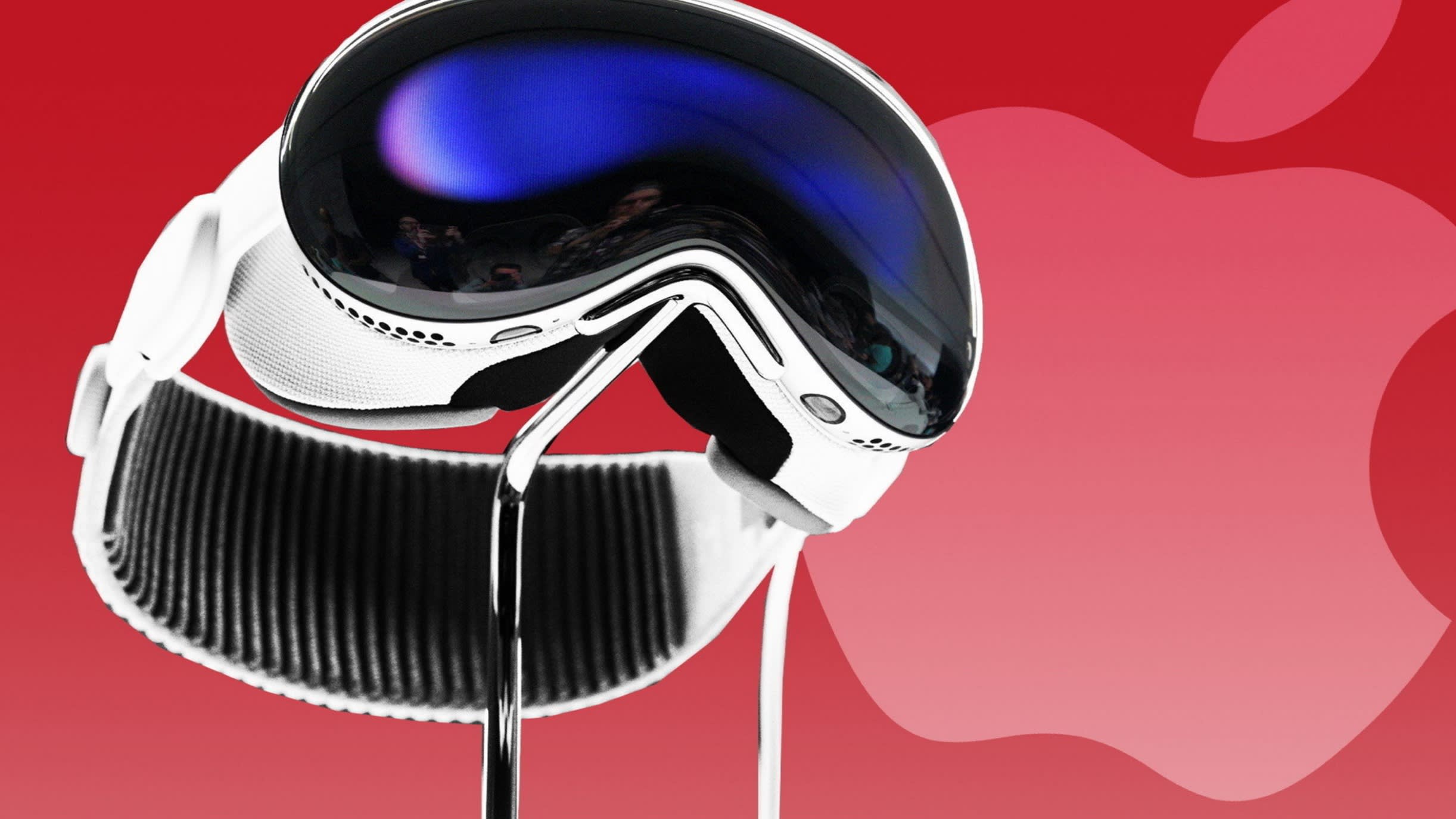 Vision Pro headset and Apple logo