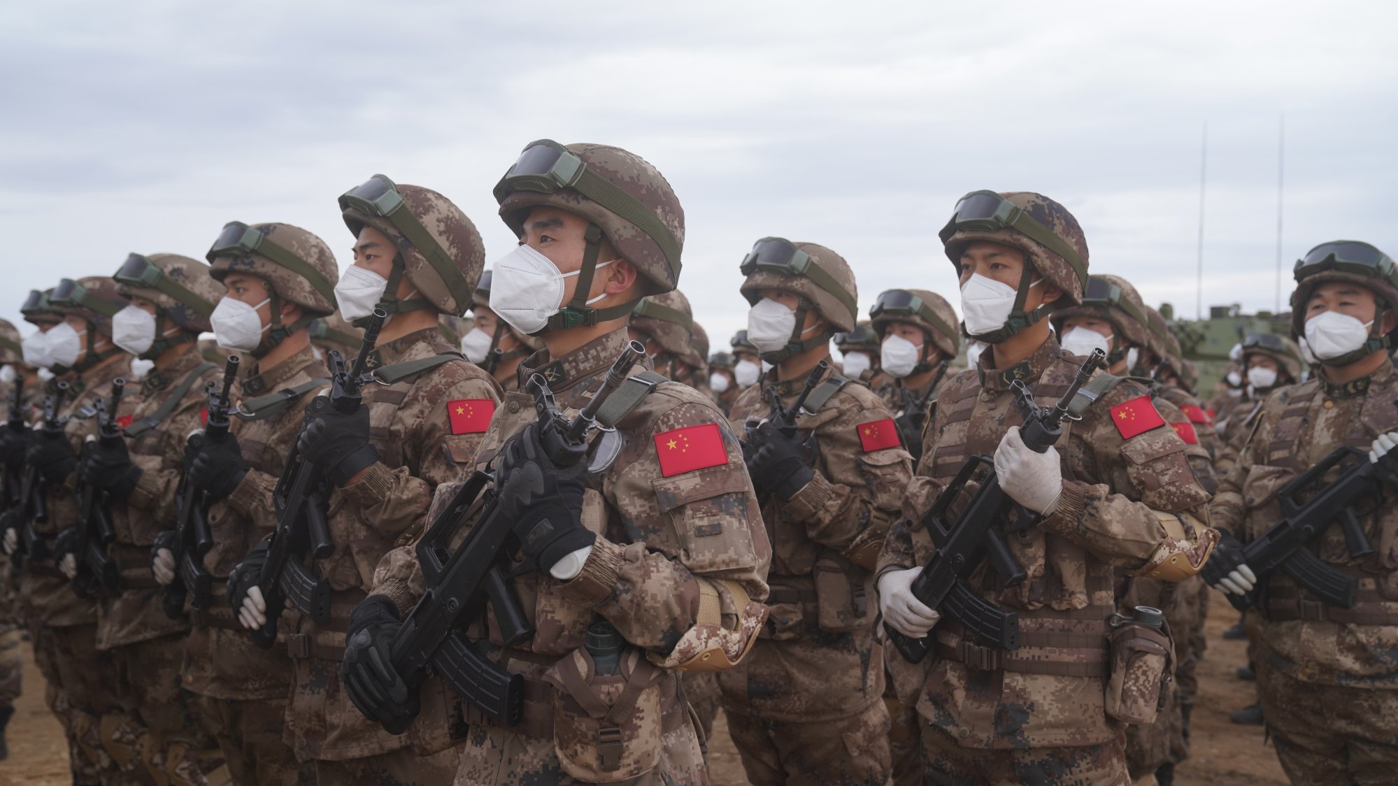 Chinese troops participate in the closing ceremony of the “Peace Mission 2021” counterterrorism military drill of the Shanghai Cooperation Organisation member states, at the Donguz training range in Russia’s Orenburg region, on September 24, 2021. Photo: Xinhua