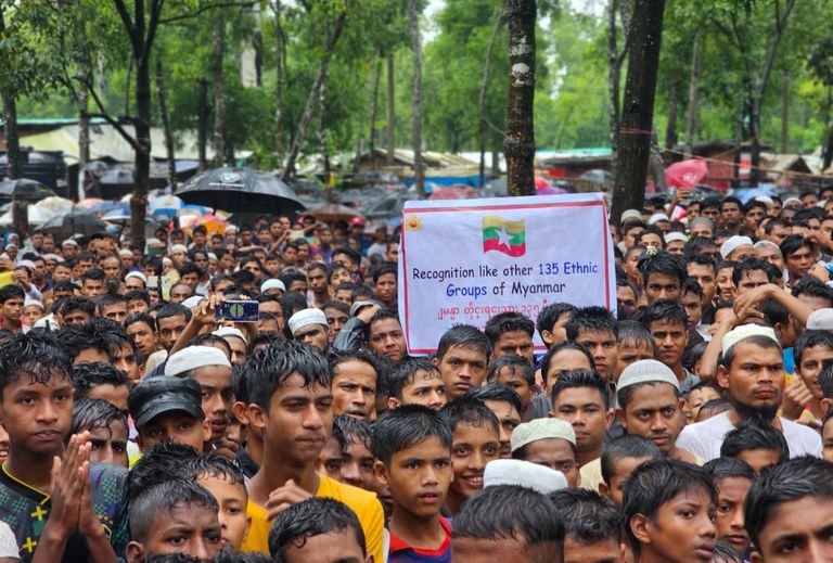 rohingya3.jpg Hundreds participate in a rally at a Cox’s Bazar refugee camp to commemorate what they call the Rohingya Genocide Remembrance Day, marking the sixth anniversary of the beginning of a mass exodus from Myanmar, Aug. 25, 2023. Credit: Abdur Rahman/BenarNews