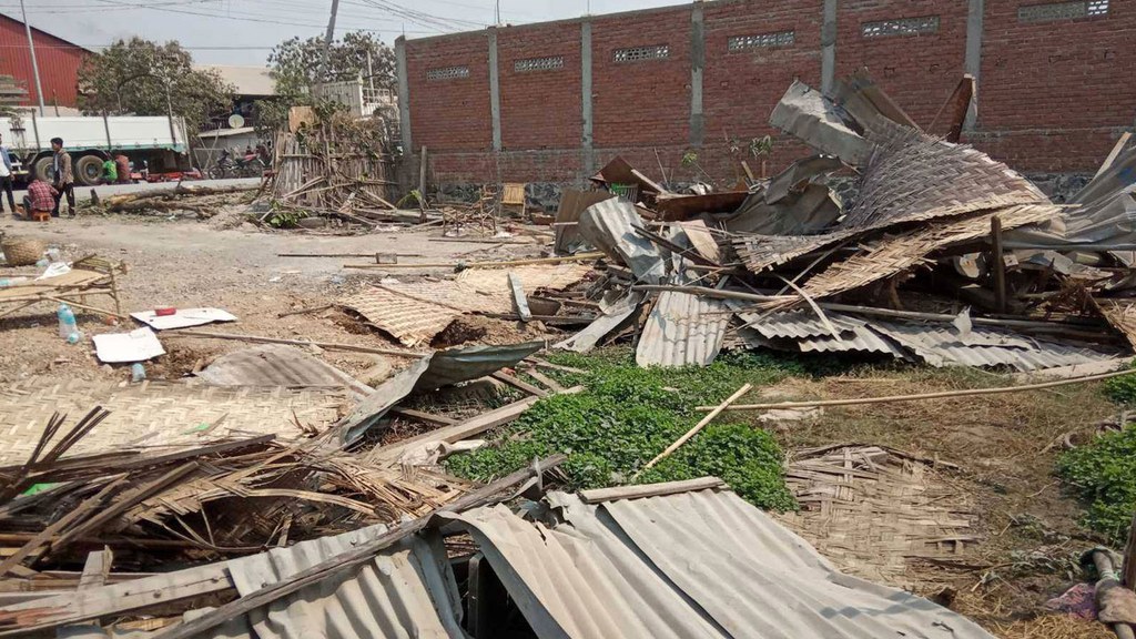 ENG_BUR_ForcedEvictions_08042023.4.jpg Homes demolished by Myanmar junta troops are seen in Pyigyitagon township in Mandalay region, Feb. 28, 2023. Credit: Citizen journalist