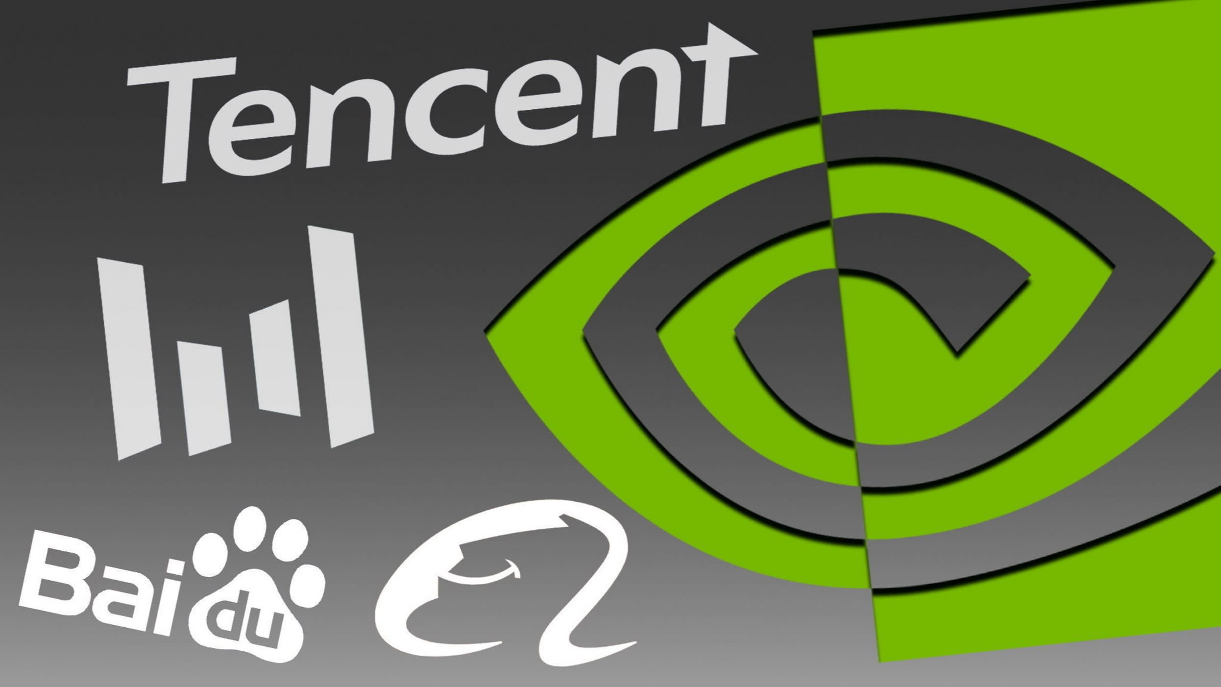 Montage of Tencent, Baidu, Nvidia and Bytedance logos