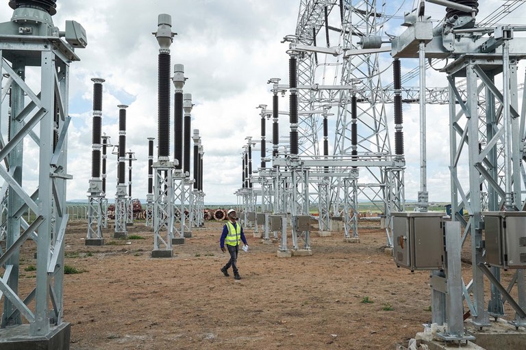 ENG_CHN_Belt_Road10Years_09252023-4.jpg A worker patrols the construction site of the Konza transformer substation in Machakos County, Kenya, May 5, 2023. The substation, located about 70 km (43 miles) southeast of the Kenyan capital Nairobi, is part of the Kenya Power Transmission Expansion Project, a project under China’s Belt and Road Initiative. Credit: Han Xu/Xinhua via Getty Images
