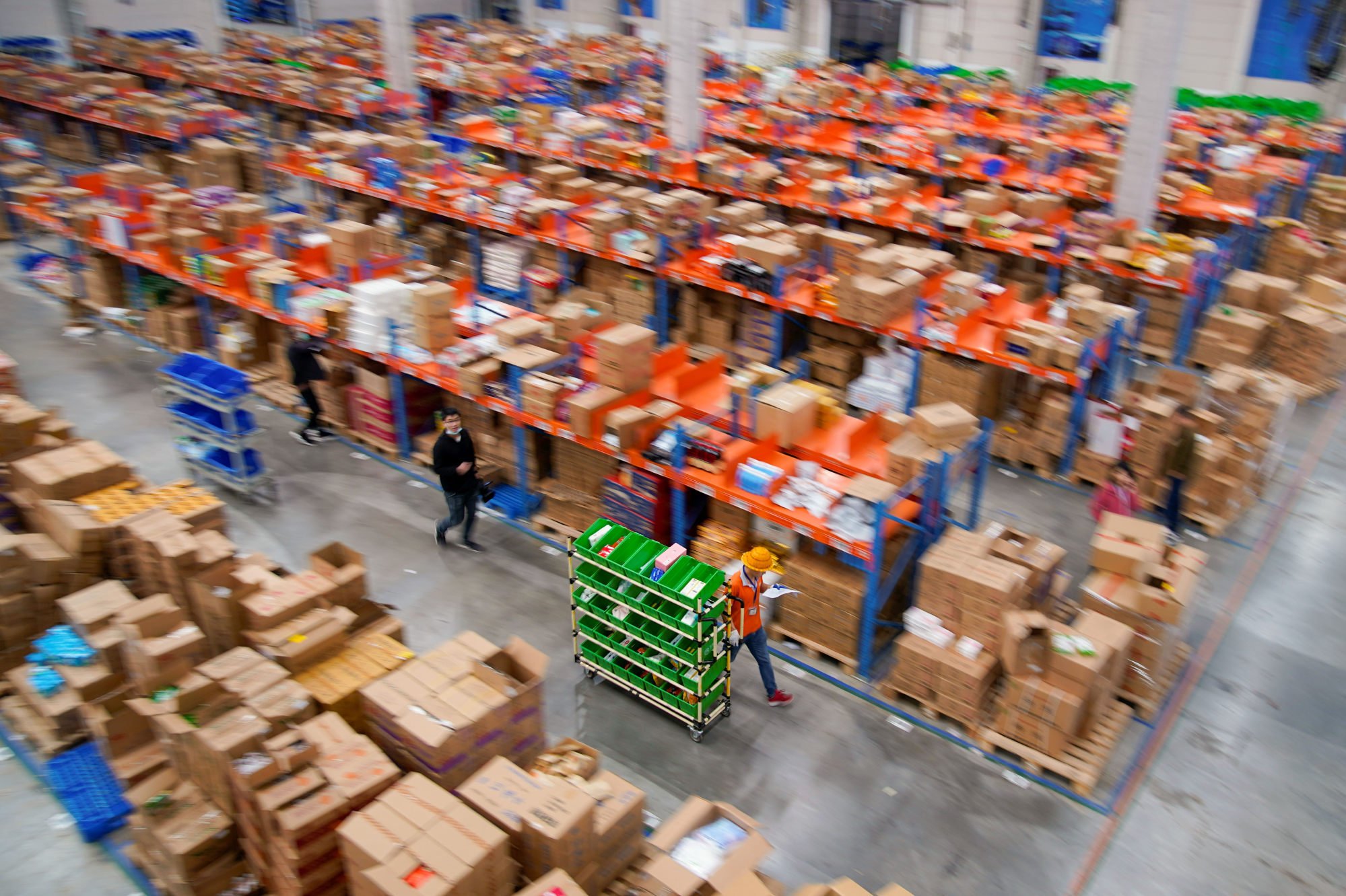 Employees work at a Cainiao warehouse in Wuxi, Jiangsu province, China, on October 26, 2020. Photo: Reuters