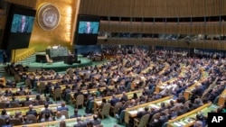 FILE - United Nations Secretary-General Antonio Guterres addresses the 74th session of the United Nations General Assembly at UN headquarters, Sept. 24, 2019.