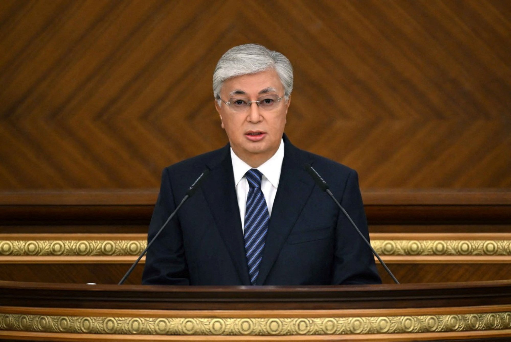 Kazakh President Kassym-Jomart Tokayev delivers a state of the nation address in Astana, Kazakhstan on September 1. Tokayev has doubled down on his predecessor’s multi-vector foreign policy to engage and cooperate with multiple partners. Photo: Press service of the President of Kazakhstan / Handout via Reuters belt and road initiative kazakhstan shows how to meet china on its own terms 1