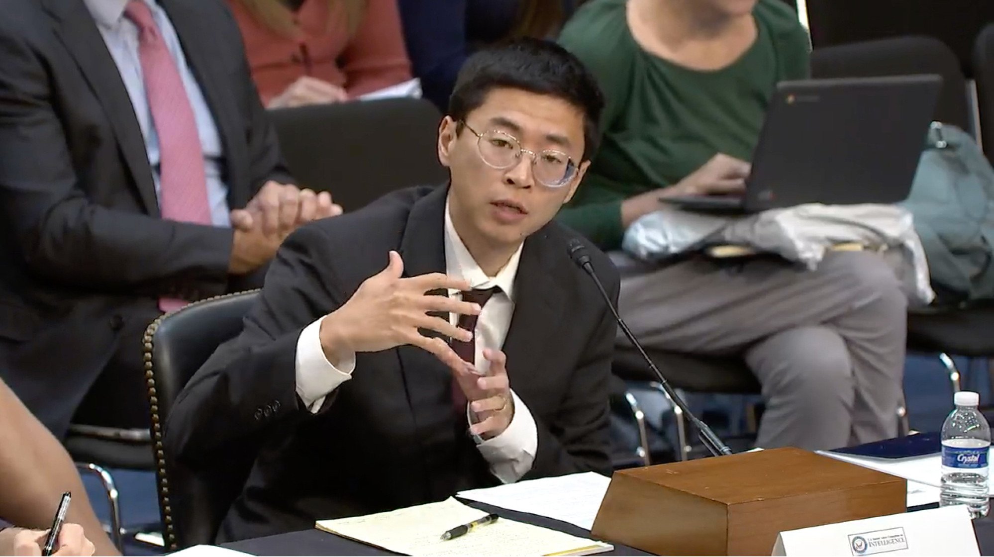 George Washington University political scientist Jeffrey Ding speaks to the US Senate Select Committee on Intelligence on Tuesday. chinas adoption of ai isnt as great as washington fears analysts tell us lawmakers 2