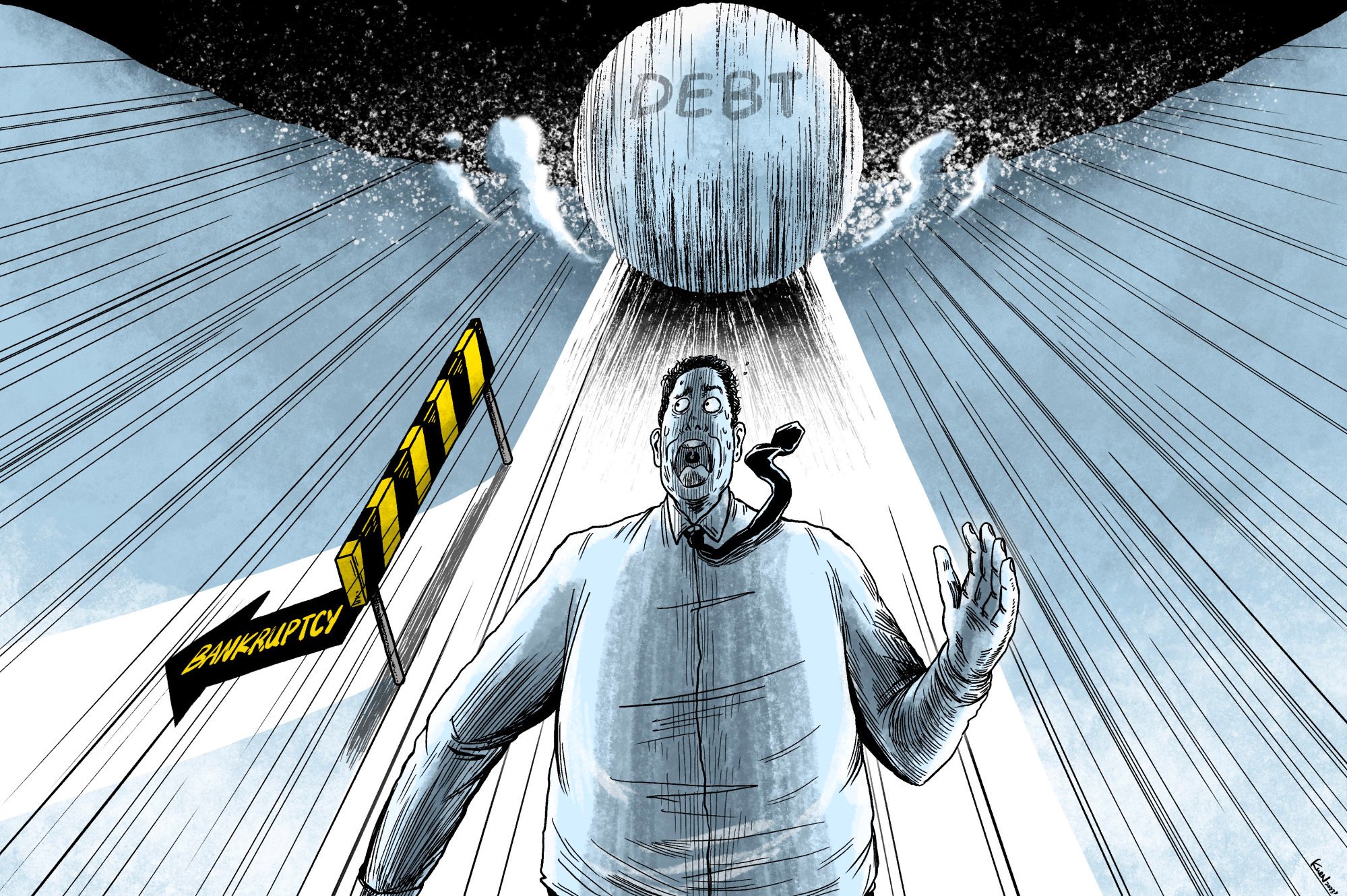 Chinese who amass insurmountable debt often find that their “debts keep snowballing”, according to those who fail to declare bankruptcy. Illustration: Lau Ka-kuen death and debt in china taiwan reacts to plas new carrier korean visitor in hong kong molested scmps 7 highlights 2