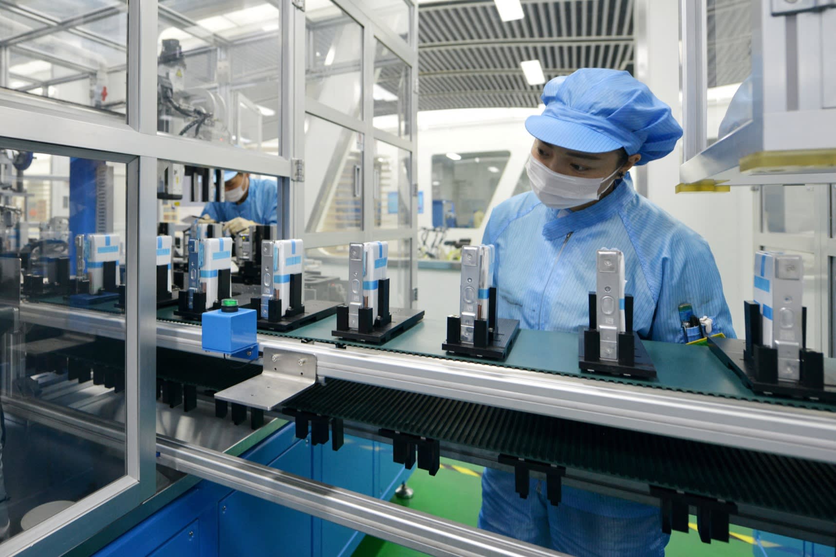 EU moves against China’s electric- car makers in bid to shield own industry 3 Lithium-ion batteries being produced for electric vehicles at a factory in Huzhou