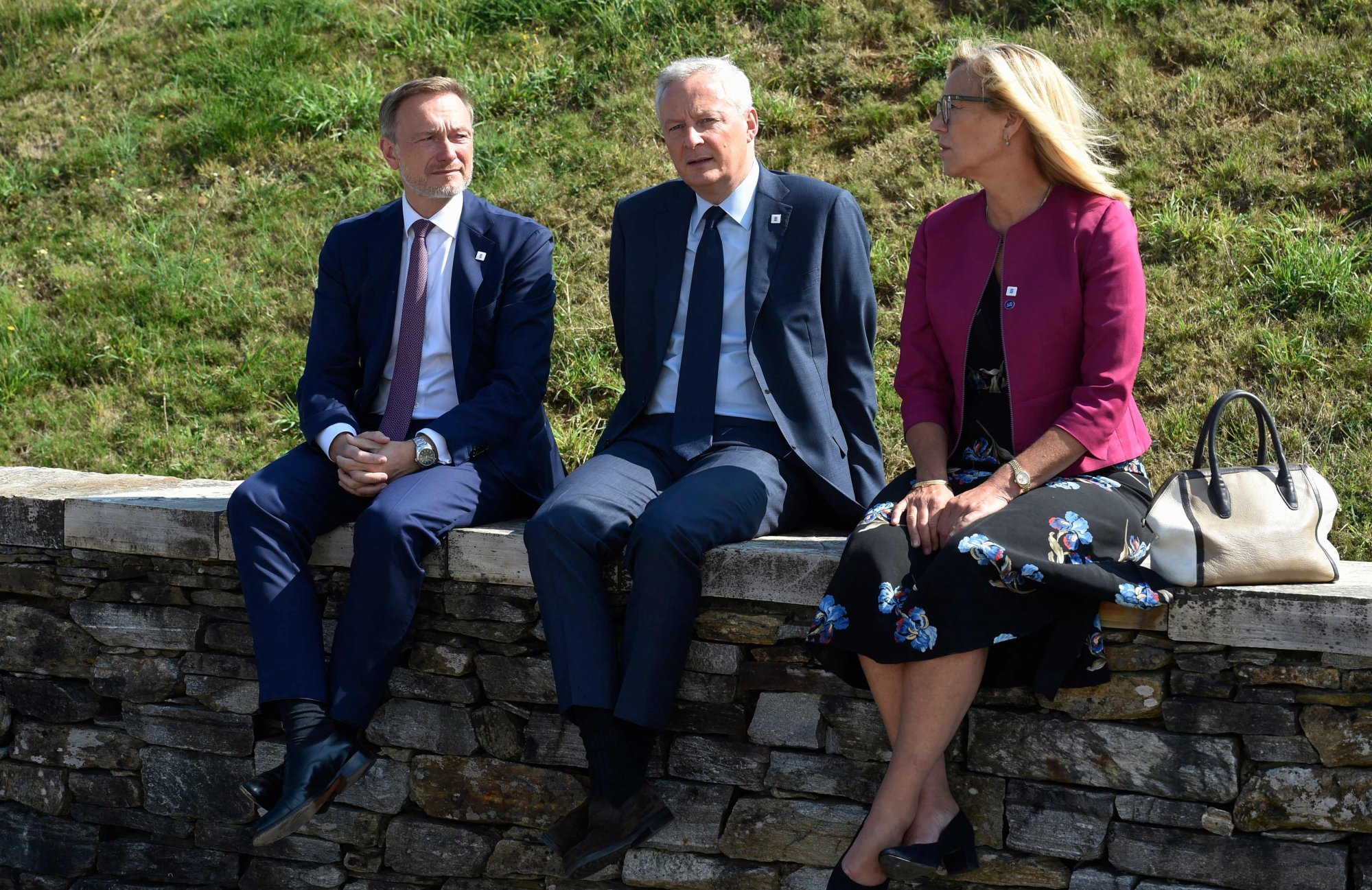 (From left) German Finance Minister Christian Lindner, French Finance Minister Bruno Le Maire and Dutch Minister of Finance Sigrid Kaag sit together during an EU economy and finance ministers informal meeting in Santiago de Compostela in Spain on Friday. Photo: AFP eu unafraid of trade war with china amid row over electric vehicle probe 2