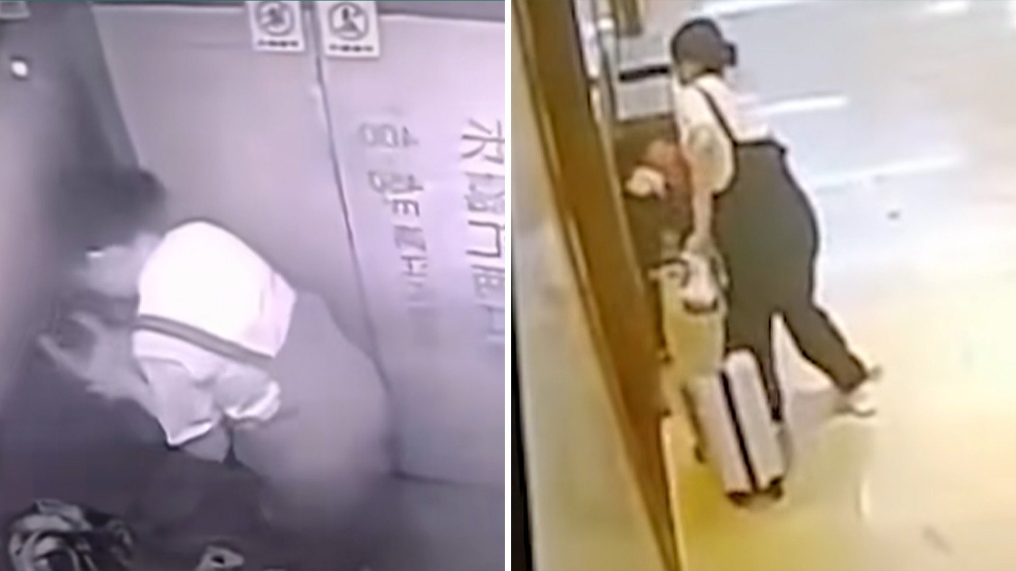 Mainland social media has been outraged by shocking video of a woman giving birth inside a lift then calmly dumping her newborn into a rubbish bin. Photo: SCMP Compsite