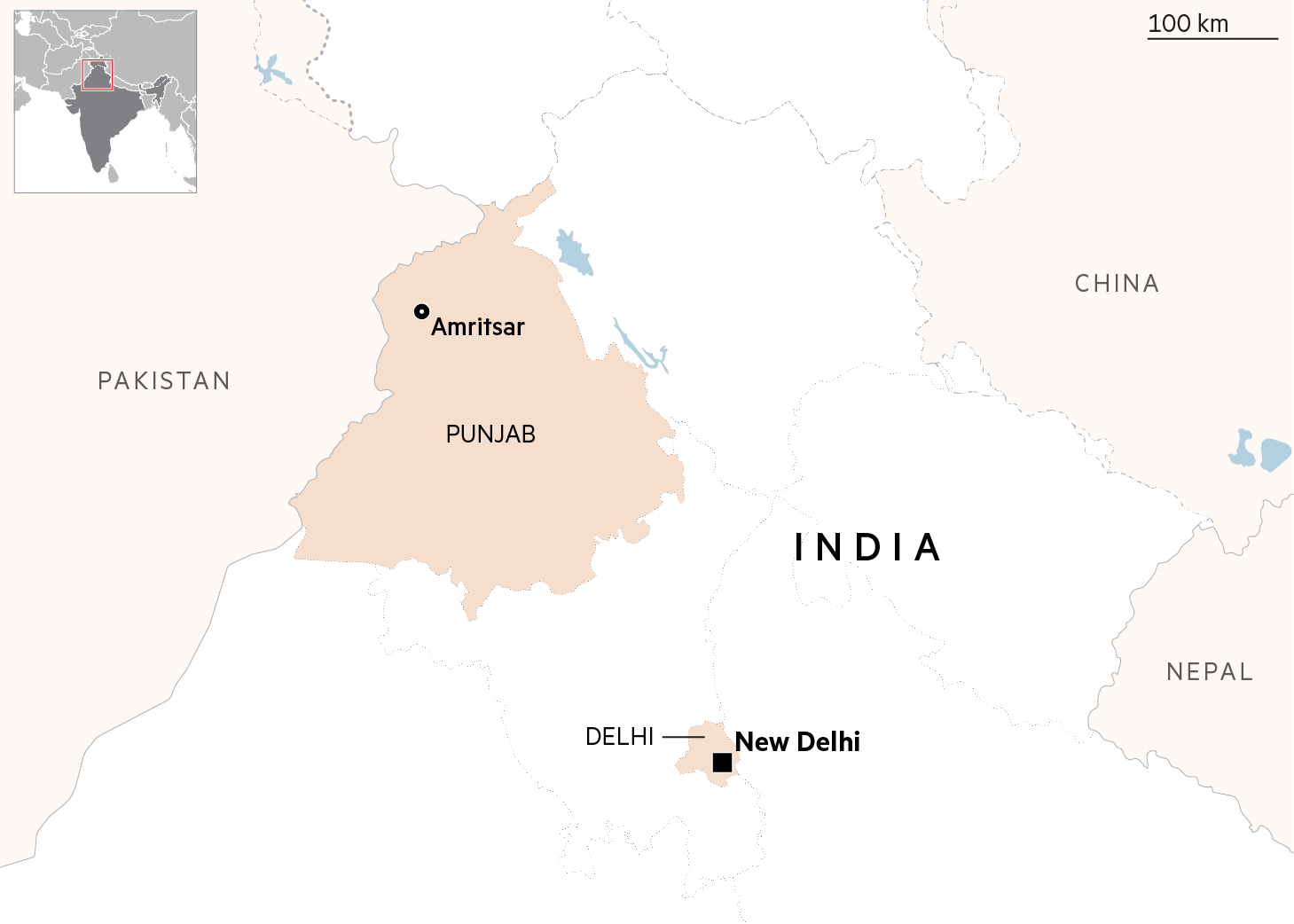 India angered by Trudeau linking New Delhi to Sikh activist’s death 1 Map of India showing Delhi and Punjab