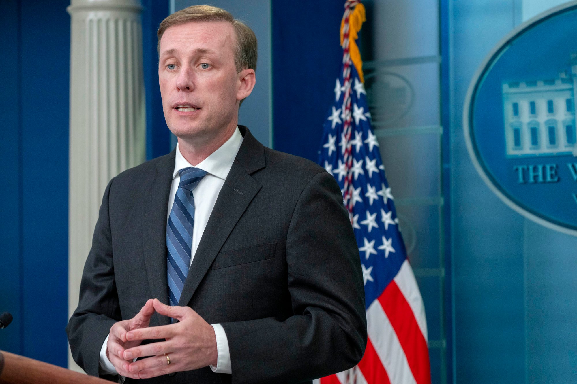 White House national security adviser Jake Sullivan speaks to the media in Washington on Tuesday. Photo: AP Photo tech war us seeks details on made in china huawei chip in mate 60 pro smartphone possibly made by smic 1