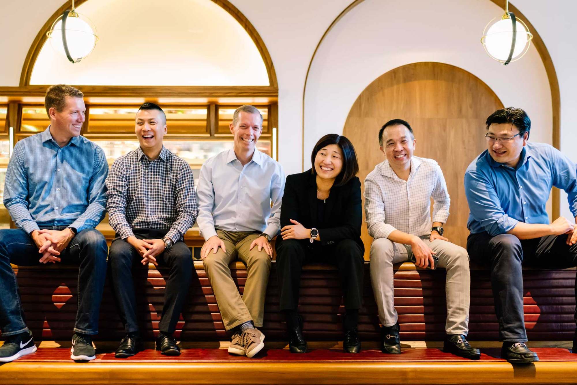 An undated photo shows GGV Capital’s investment team, including Hans Tung on the far right and Jenny Lee in the middle. Photo: Handout