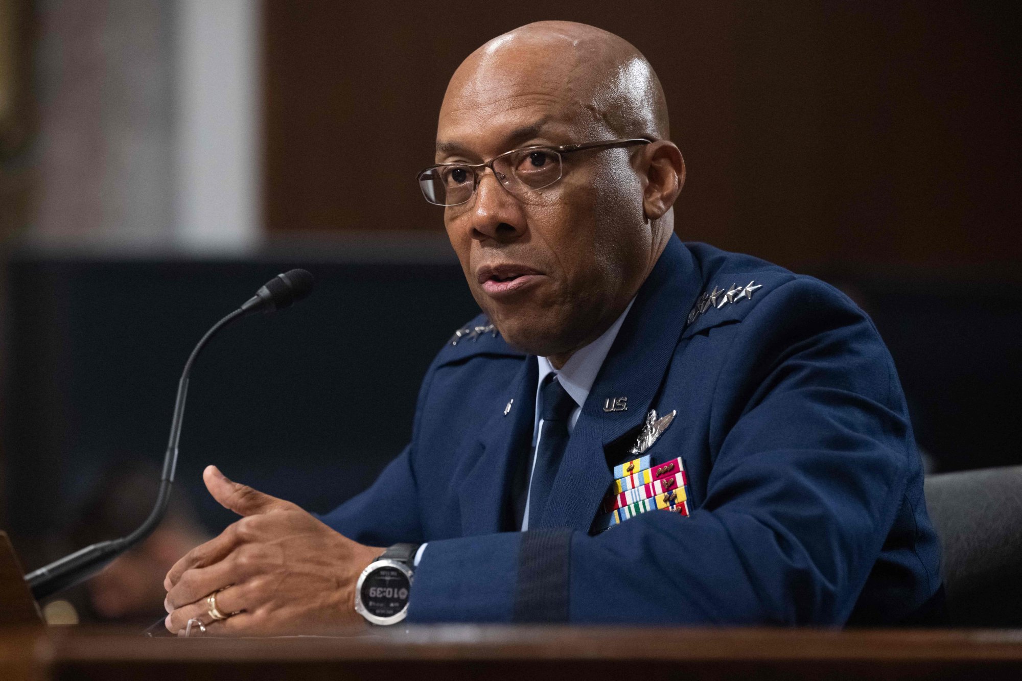 US Air Force General Charles Brown testifies before the US Armed Services Committee on his nomination for Chairman of the Joint Chiefs of Staff in Washington in July. Photo: AFP top us air force general warns against chinas push to recruit pilot trainers 1