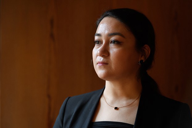 ENG_UYG_ILOVisit_09072023.2.jpg Delegates should conduct Xinjiang visits only if they can speak freely with Uyghurs without Chinese government influence, says Jewher Ilham, forced labor project coordinator at the Worker Rights Consortium. Credit: Fabrice Coffrini/AFP file photo