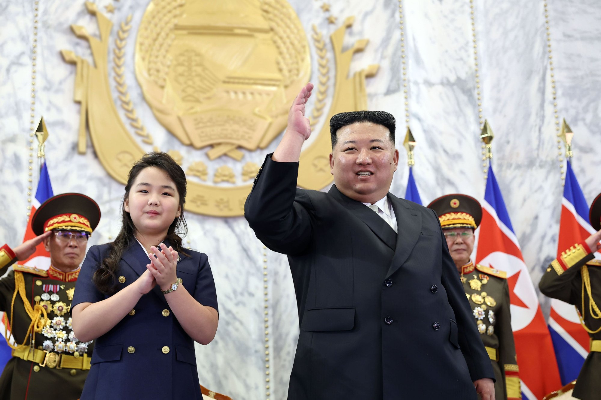 Kim Jong-un and his daughter attending the parade in Pyongyang. Photo: DPA xi jinping hails new era in chinas ties with north korea amid rising tensions in region 2