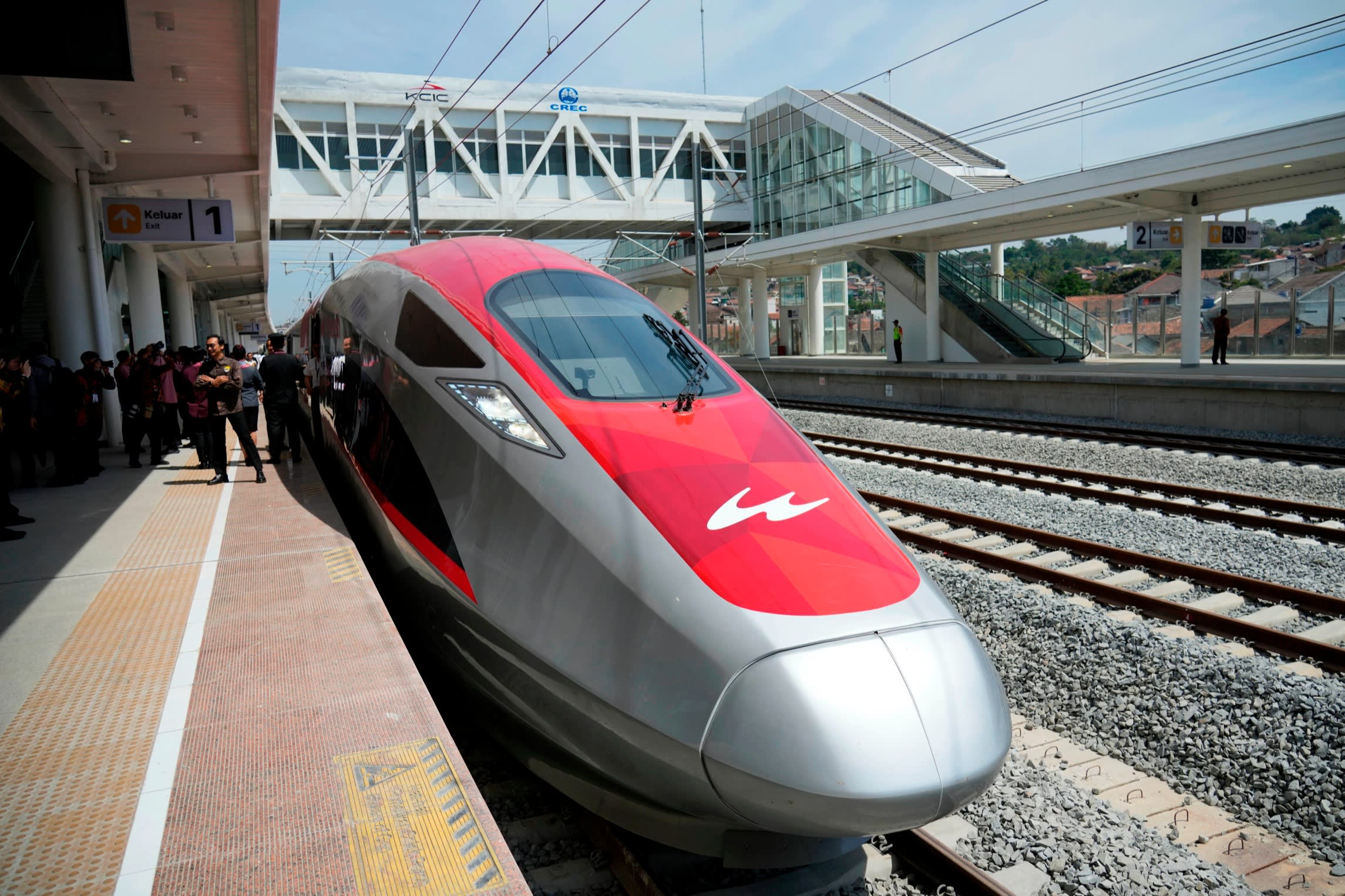 A bullet train at the station in Bandung