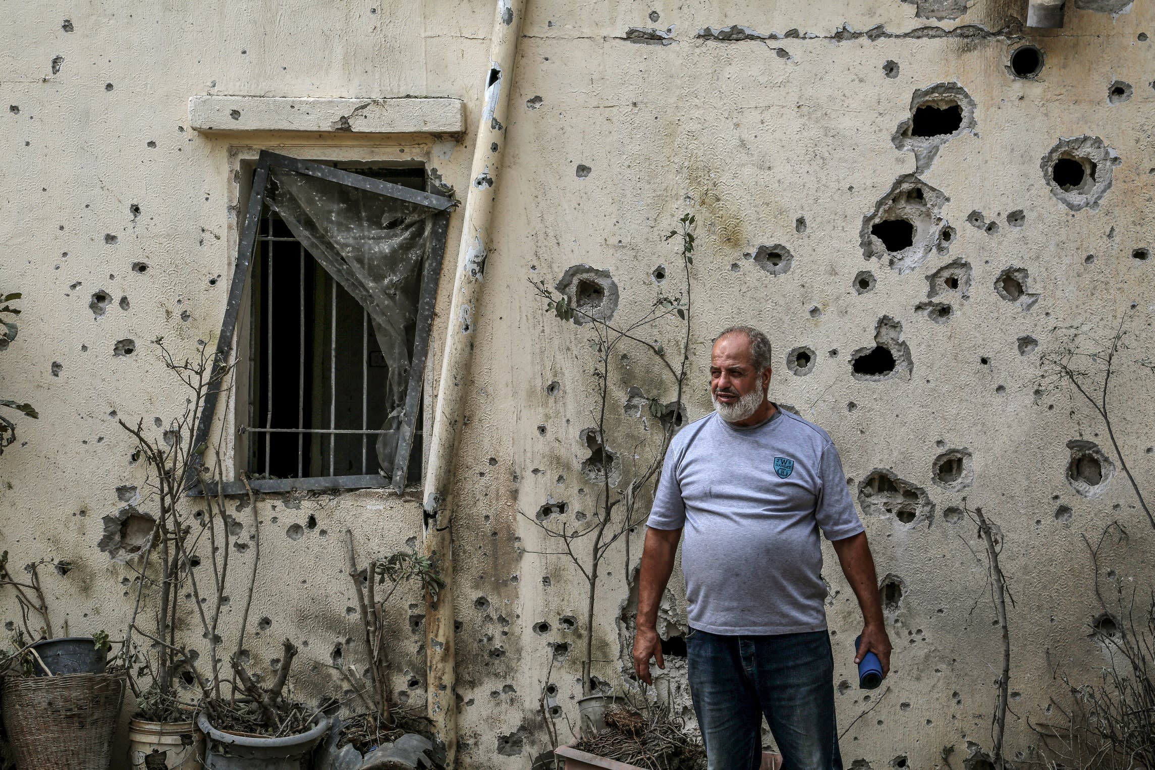 Damage to a house in the Lebanese village of Dhaira from Israeli shelling