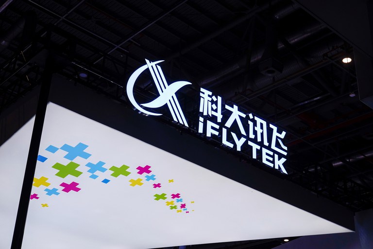 ENG_CHN_AITakedown_10252023.2.JPG An iFlytek company sign is seen at the Appliance and Electronics World Expo in Shanghai, China, March 23, 2021. Credit: Aly Song/Reuters