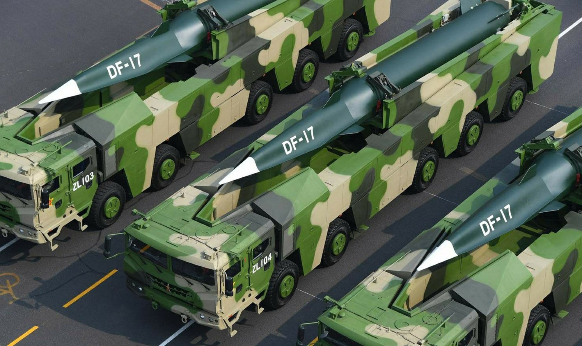 Hypersonic DF-17 missiles pictured during a military parade in Beijing. Photo: Weibo