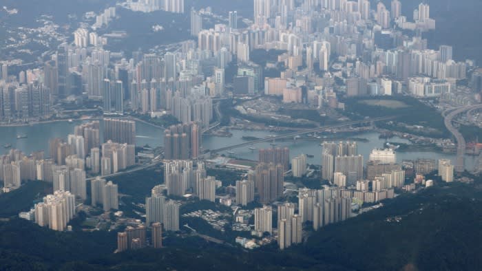 Aerial view of residential housing in Hong Kong