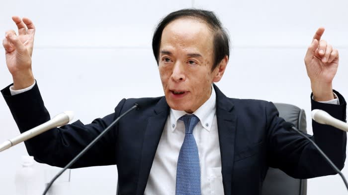 BoJ governor Kazuo Ueda speaks during a press conference following a monetary policy meeting at the central bank’s headquarters in Tokyo last week