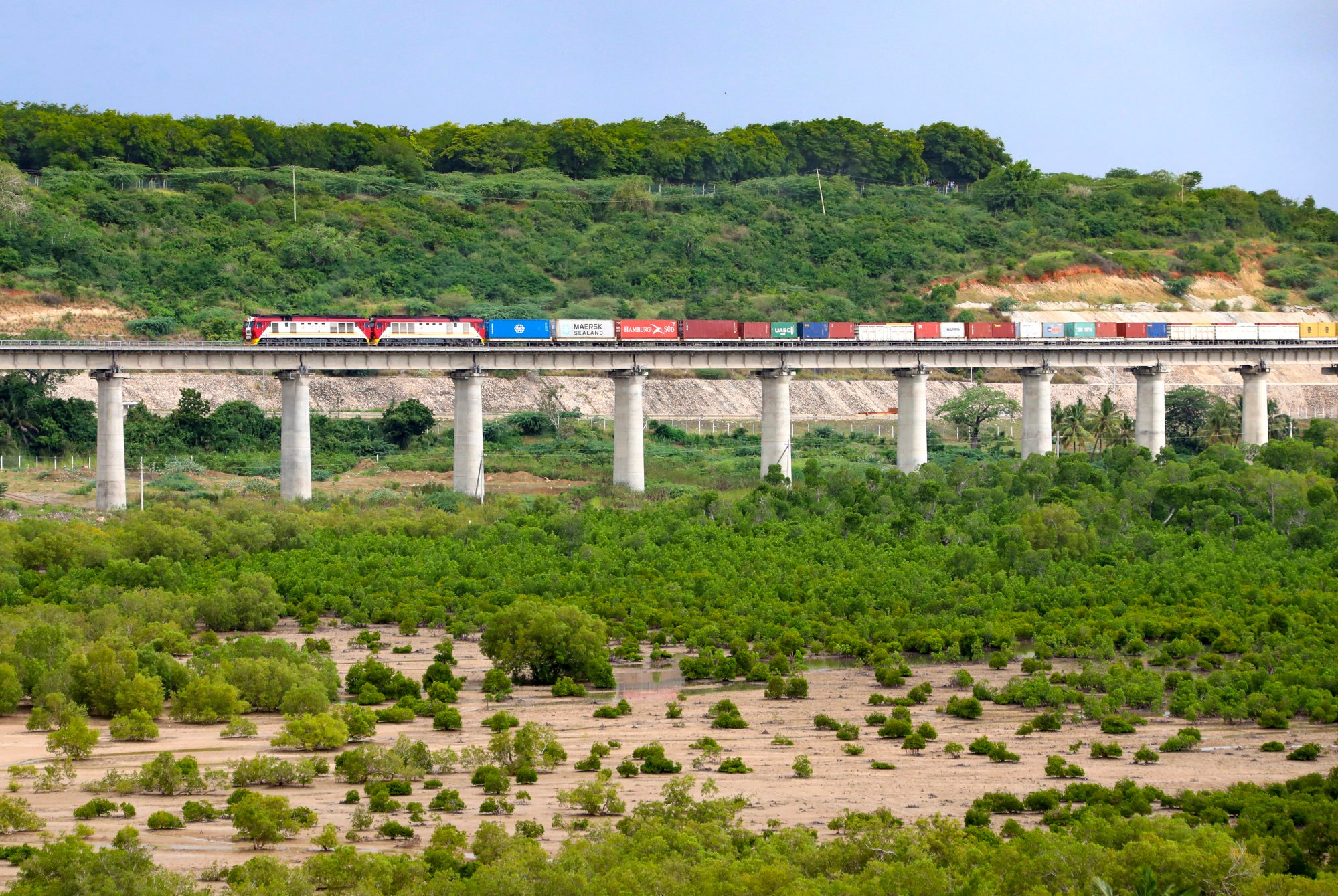The Mombasa-Nairobi Railway takes freight to the port. It was constructed under the belt and road plan. Photo: Xinhua