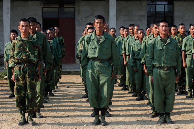 ENG_BUR_KachinFighting_10022023.2.jpg Kachin Independence Army recruits undergo training at a military camp near Laiza in northern Myanmar's Kachin state, Feb. 13, 2012. Credit: Vincent Yu/AP