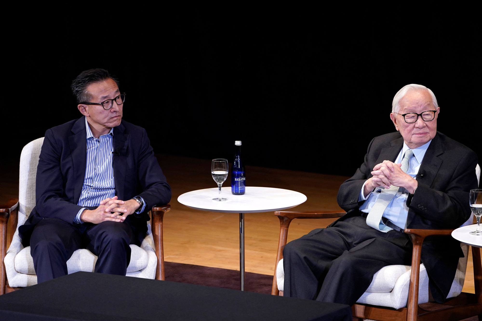 Alibaba Group chairman Joe Tsai (left) and Morris Chang, who founded the Taiwan Semiconductor Manufacturing Company, speaking in New York on Thursday. Photo: AFP tsmc founder morris changs major worry us china decoupling 2
