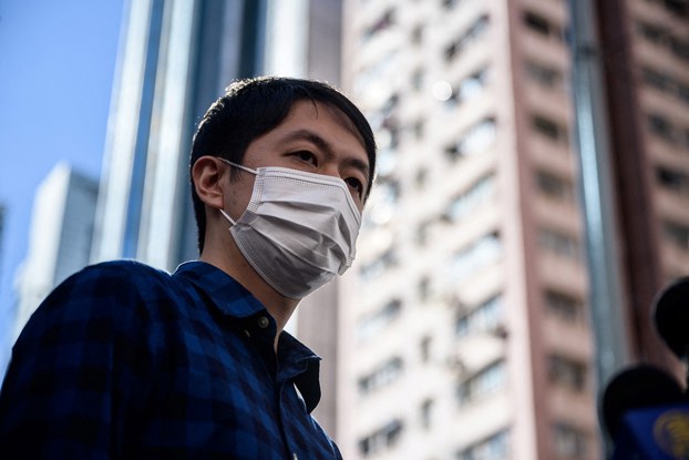 ENG_CHN_HKNatSec_10112023.3.jpg Ted Hui, a former lawmaker from Hong Kong's pro-democracy opposition, speaks to the media as he leaves the Western Police Station in Hong Kong, Nov. 18, 2020. Credit: Anthony Wallace/AFP
