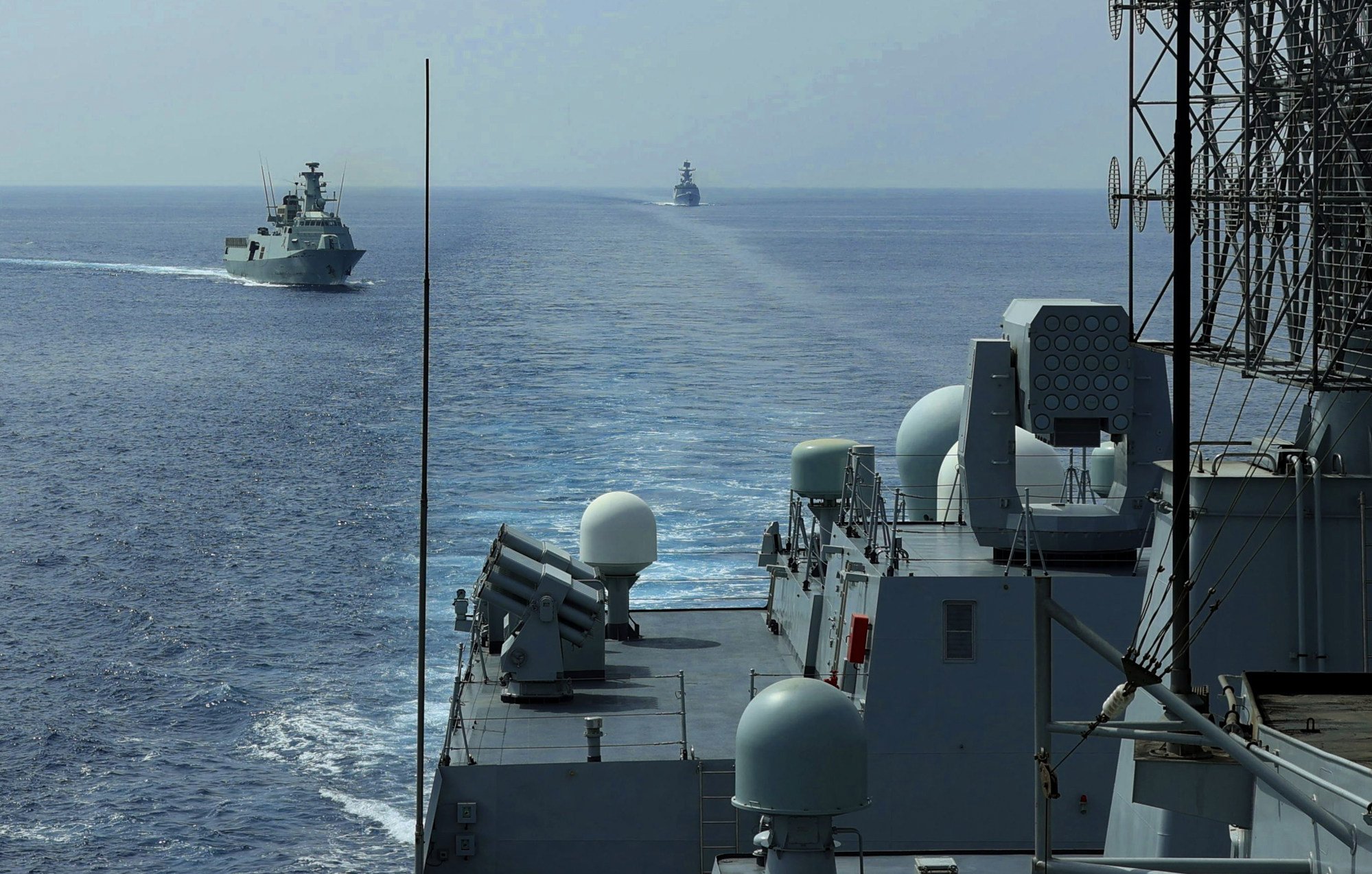 Ships from the PLA Navy take part in an exercise off the coast of Oman. Photo: Weibo@EasternTheatte