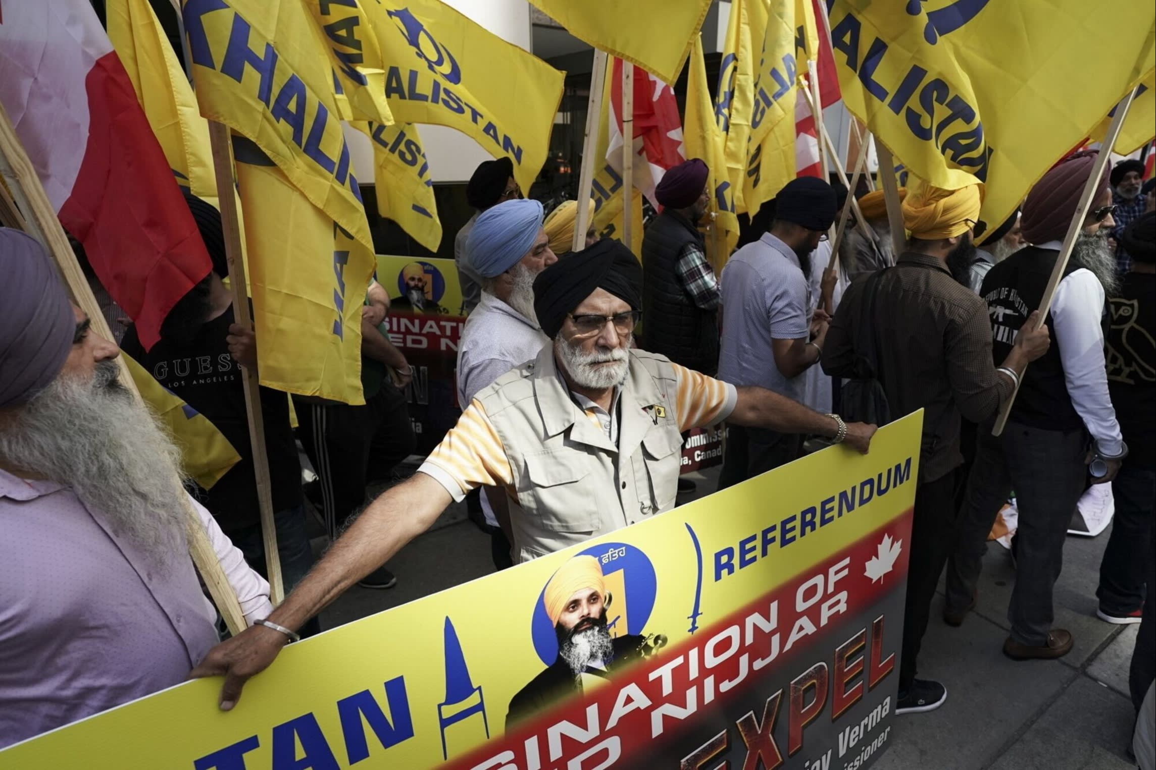 Sikh demonstrators outside the Indian consulate in Toronto in September 