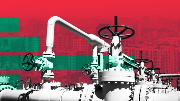 A gas pipe system with graph lines intersecting the picture