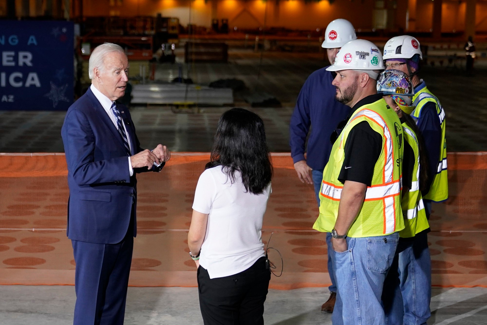 US President Joe Biden tours the building site for a new plant for Taiwan Semiconductor Manufacturing Company on December 6, 2022, in Phoenix. The Biden administration has formed a “Chip 4” alliance with South Korea, Japan and Taiwan. Photo: AP
