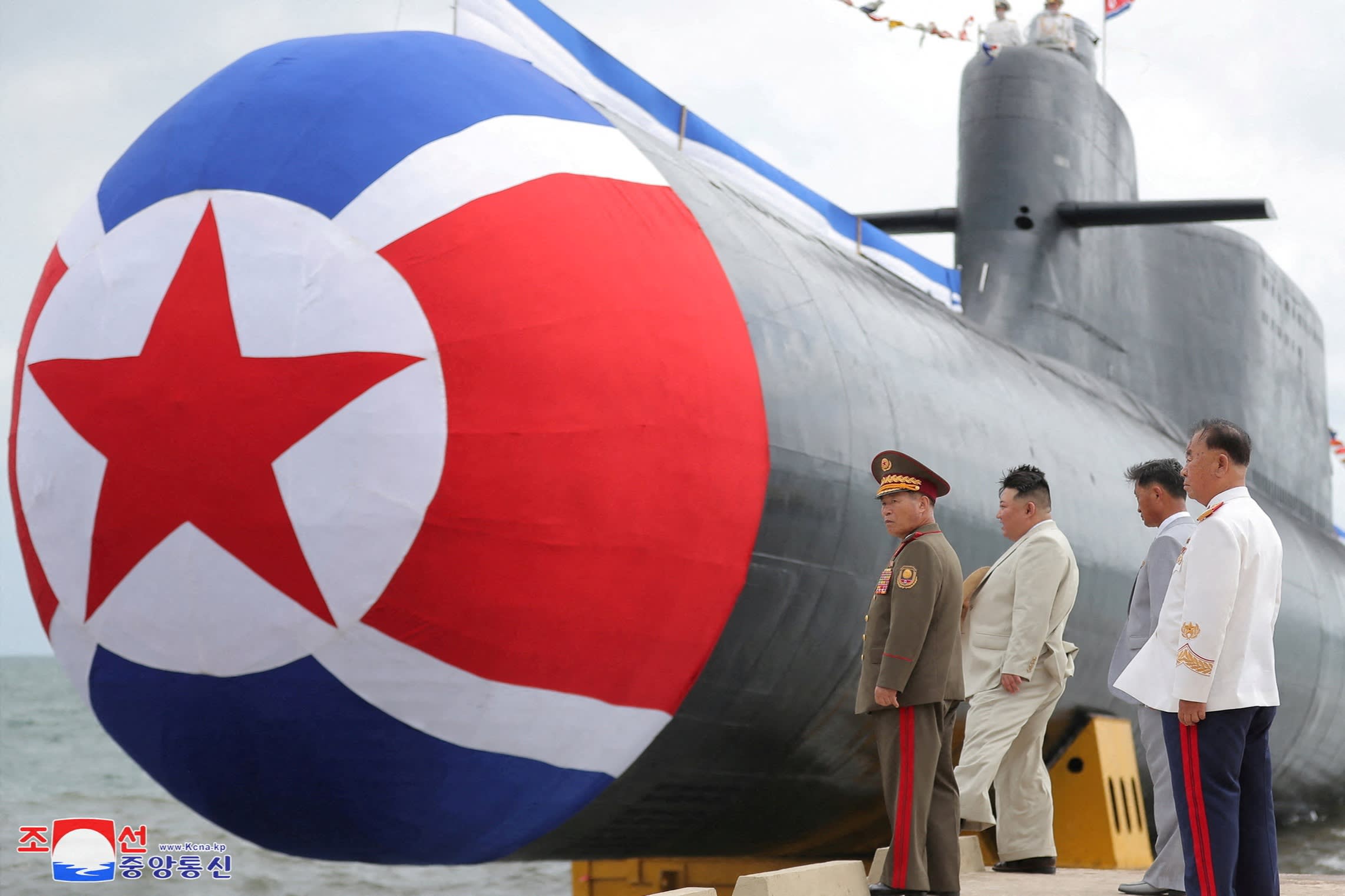 Kim Jong Un at a launch ceremony in September for a nuclear submarine