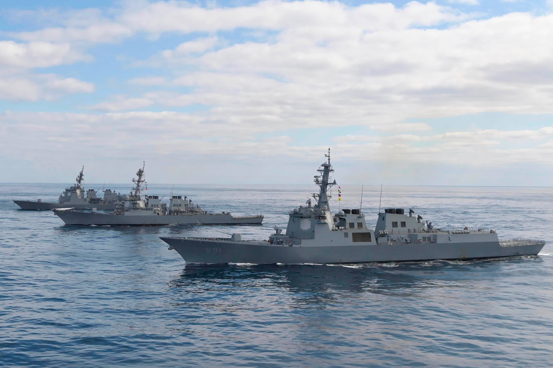 A naval exercise involving Japan, the US and South Korea