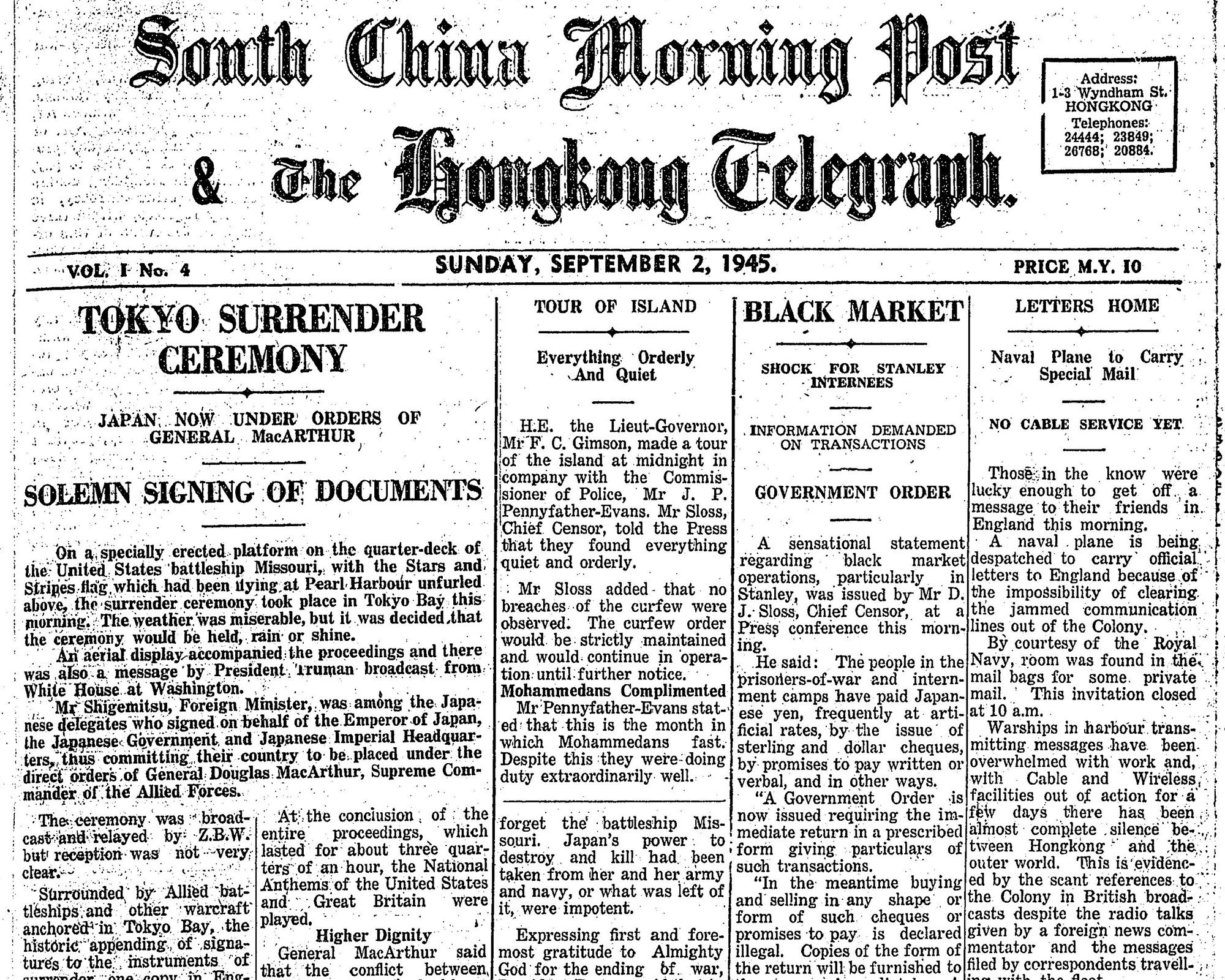 September 2, 1945. Photo: SCMP